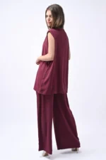 GAIA MAROON RED CUT SHIRT TOP AND BOTTOM MODEST SET2