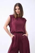GAIA MAROON RED CUT SHIRT TOP AND BOTTOM MODEST SET4