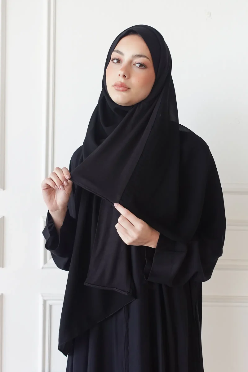 Half cotton half laser black scarf